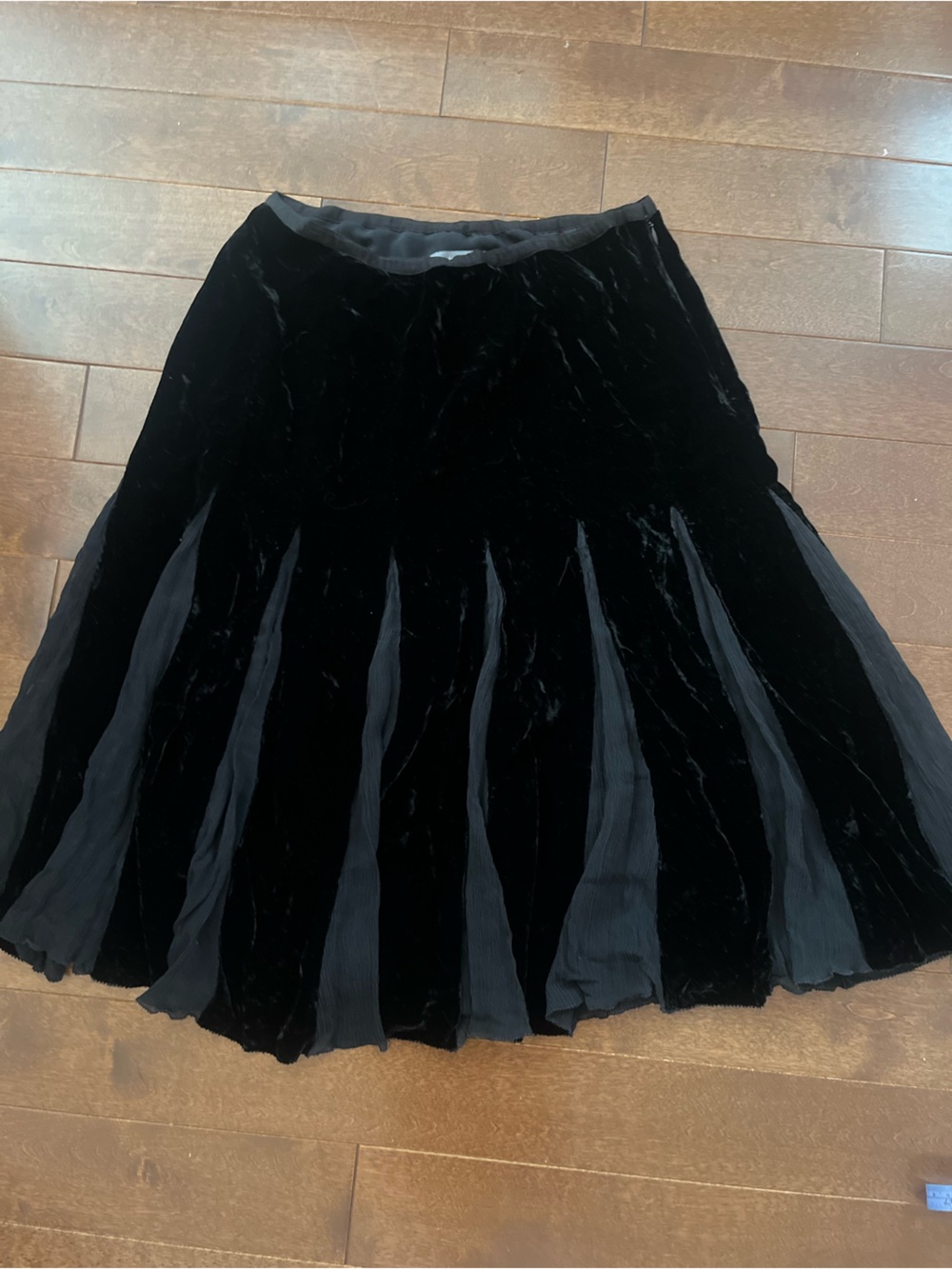 Vintage Liz Claiborne black velvet and silk midi skirt